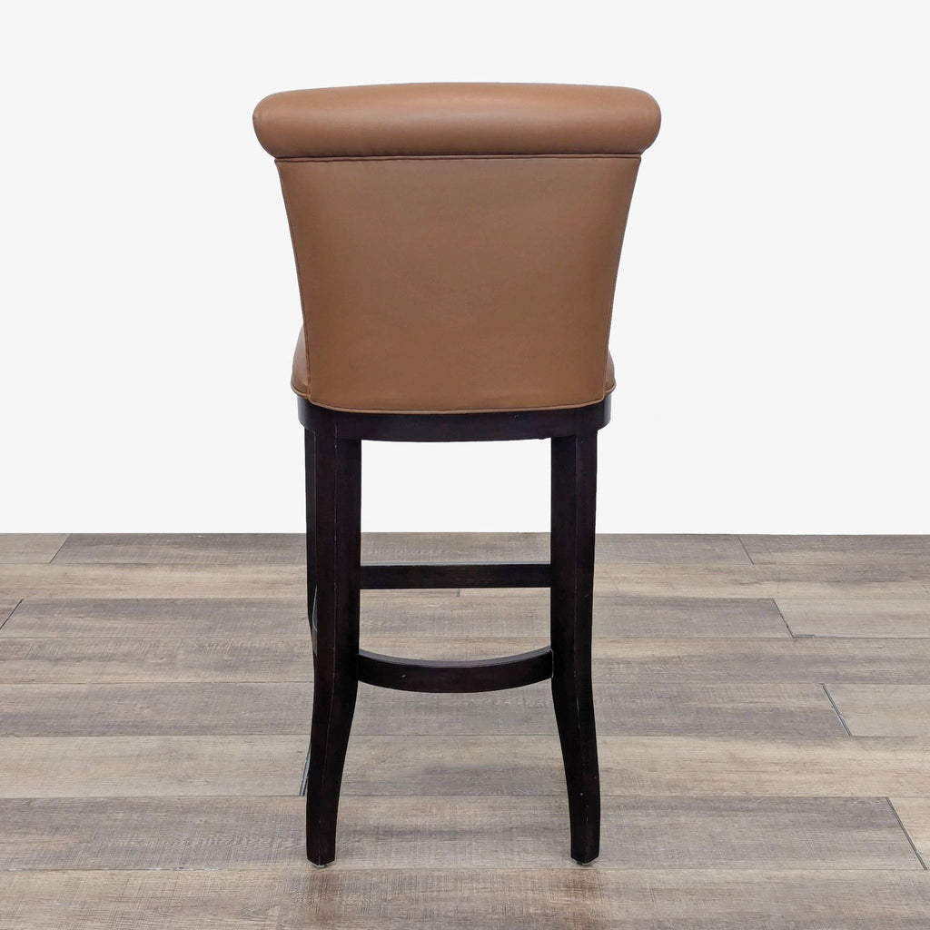 Transitional Tan Faux Leather Bar Stool with Dark Wood Frame