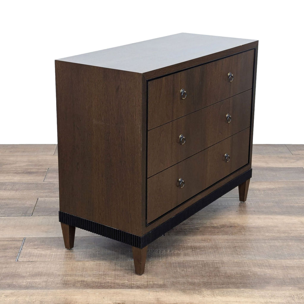 Three Drawer Nightstand with Fluted Trim