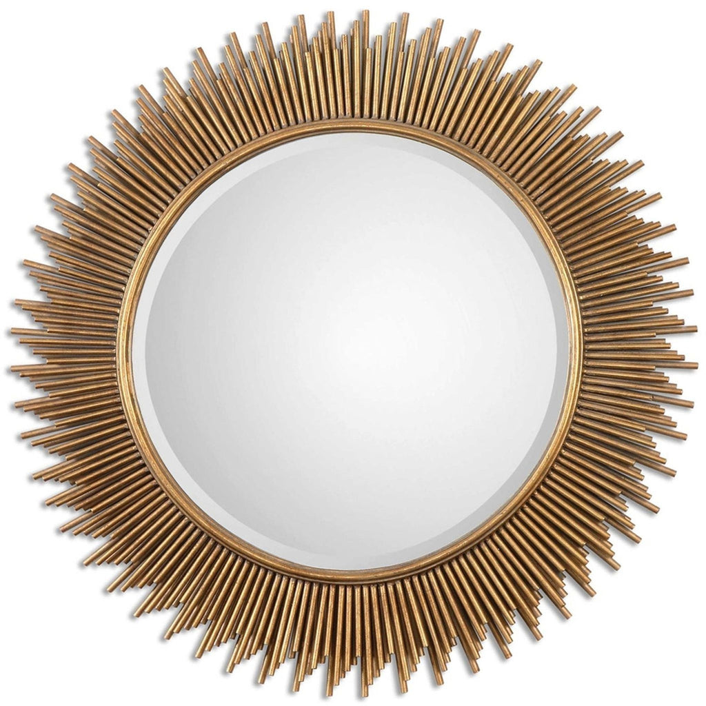 a large gold sunburst mirror