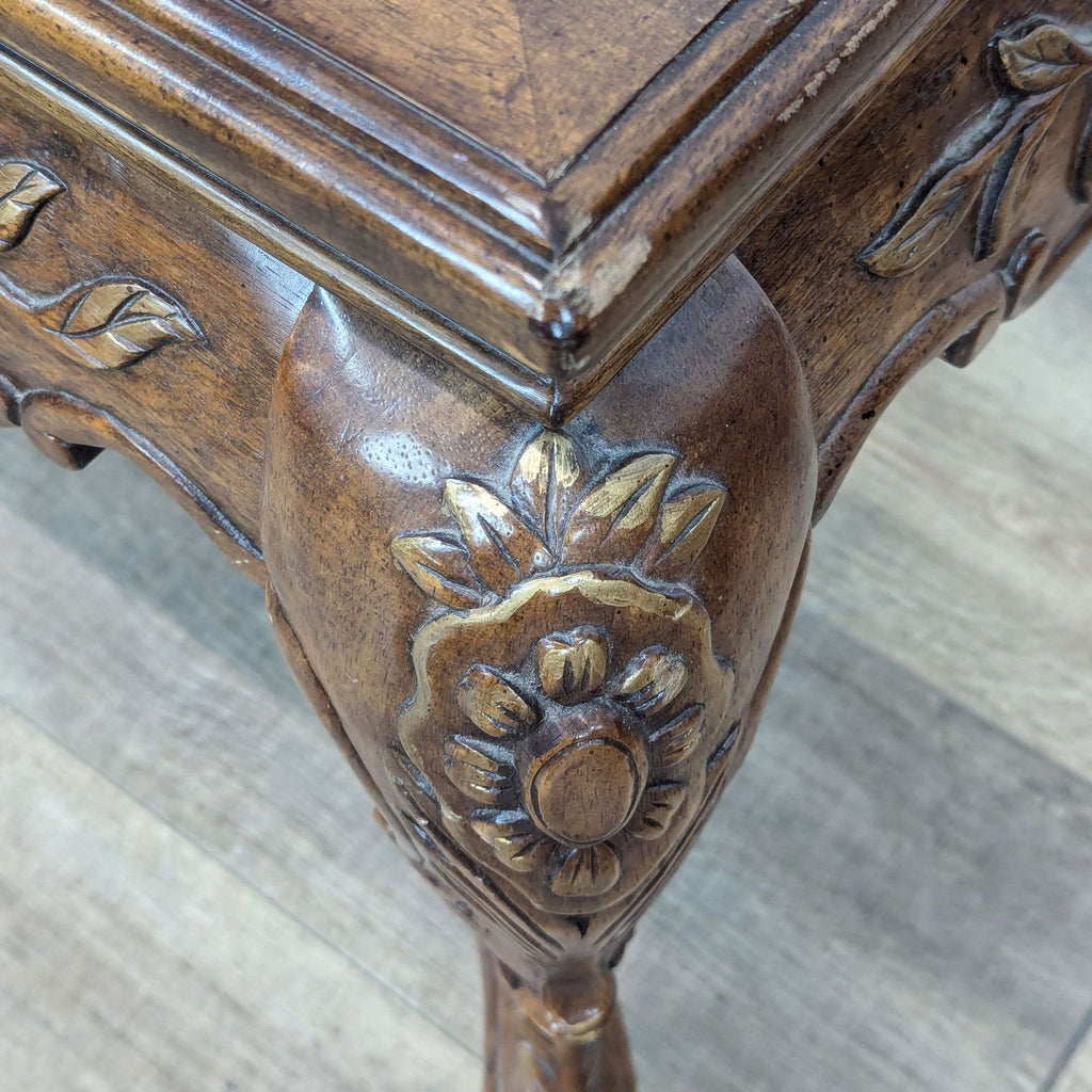 Carved and Gilded Glass Top End Table