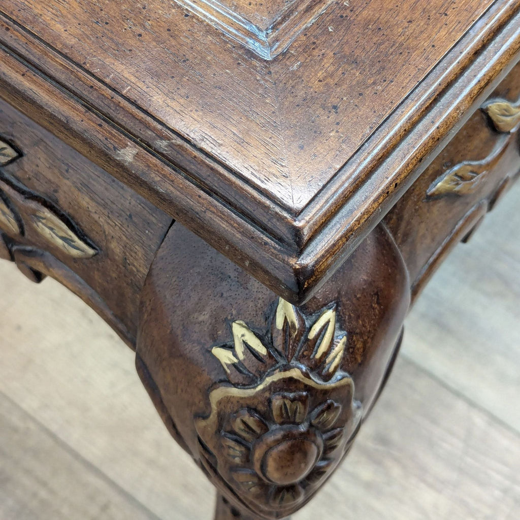 Carved and Gilded Glass Top End Table