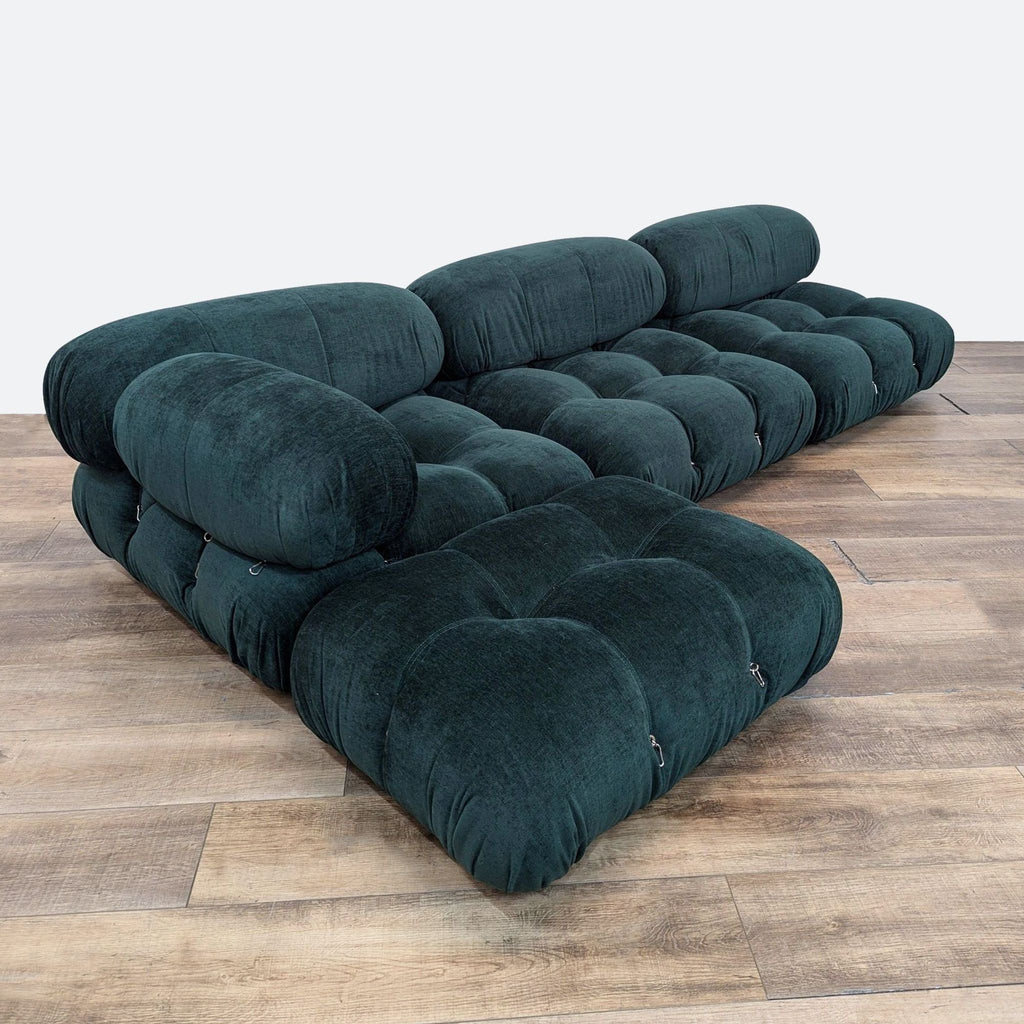 Mario Bellini Modern Modular Sofa in Chenille Helios-Evergreen