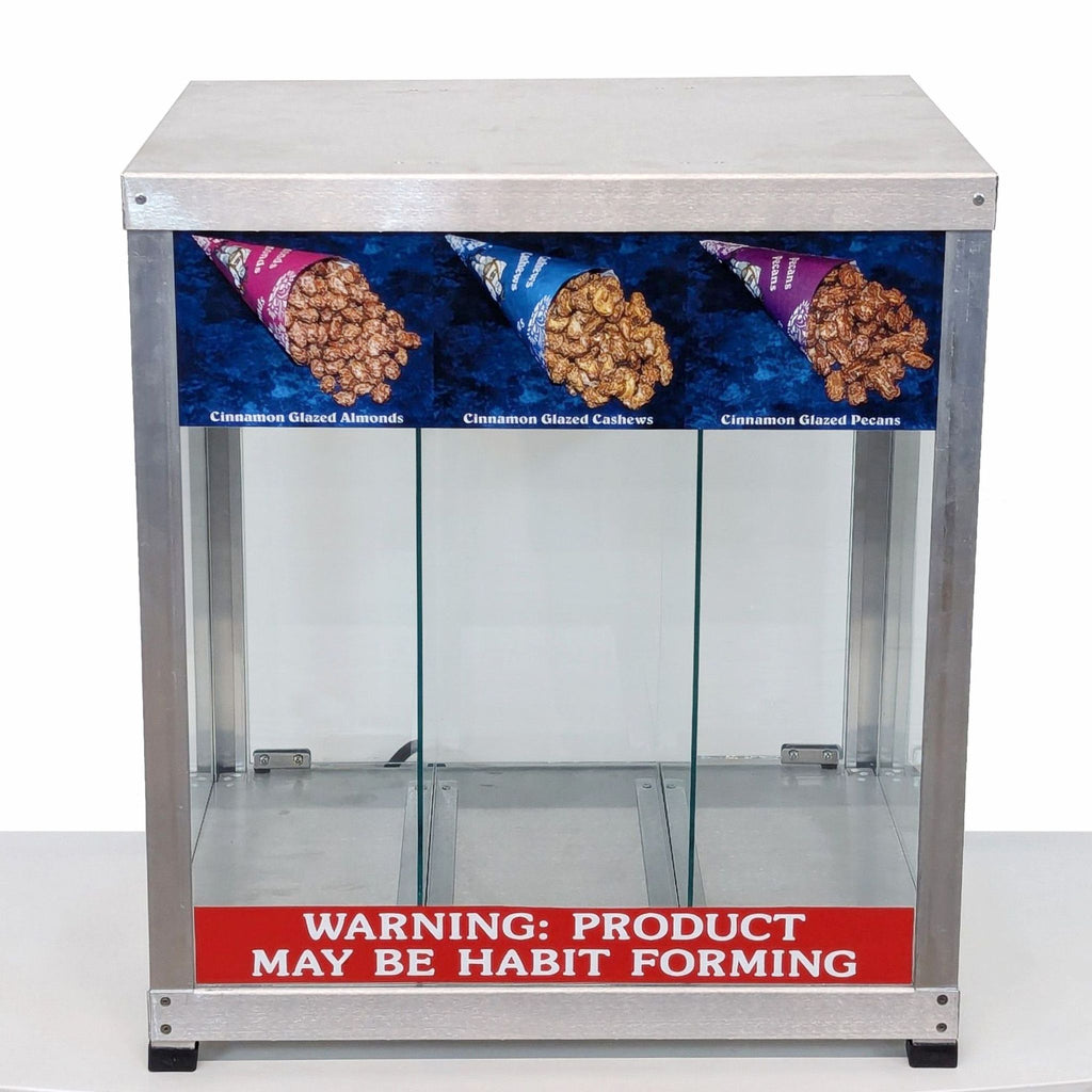 a display case with a tray of food 