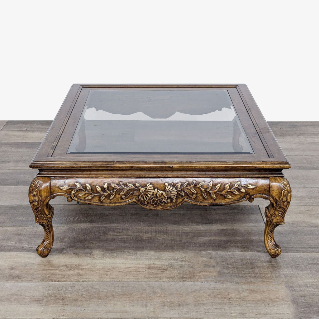 Carved and Gilded Glass Top Coffee Table