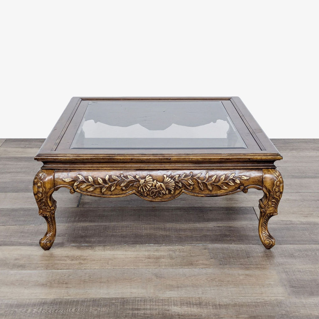 Carved and Gilded Glass Top Coffee Table