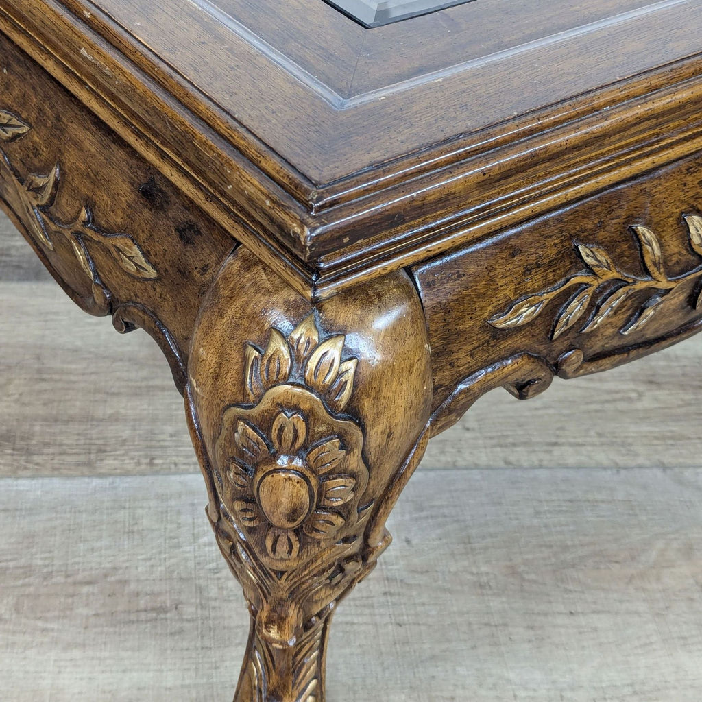 Carved and Gilded Glass Top Coffee Table