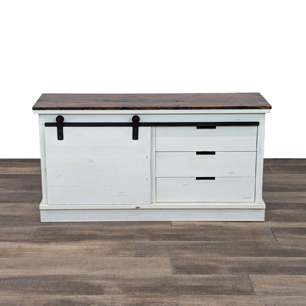 the gray barn heavenly winds distressed white wood storage chest