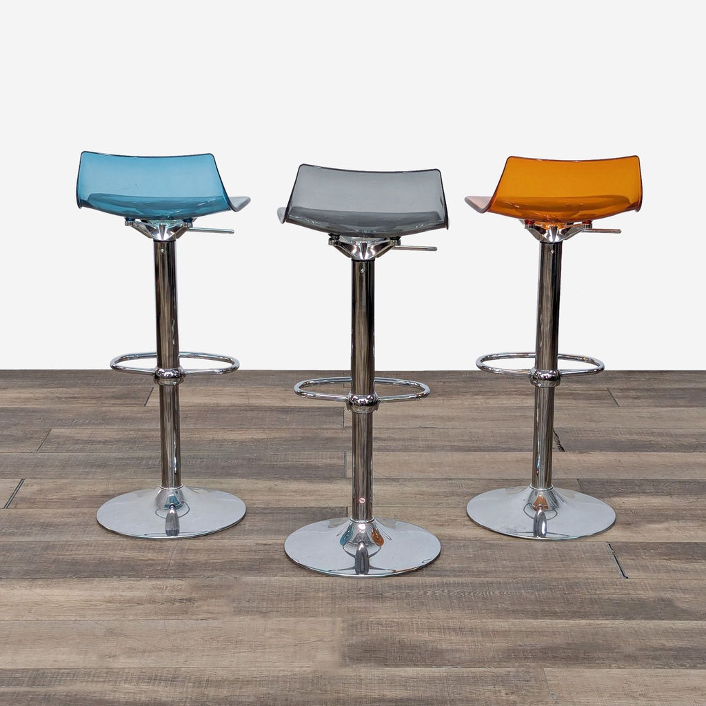 Set of 3 Modern Style Acrylic Adjustable Bar Stools