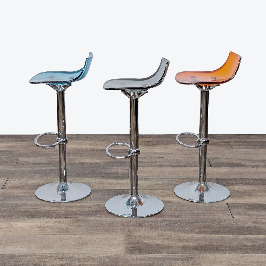 Set of 3 Modern Style Acrylic Adjustable Bar Stools