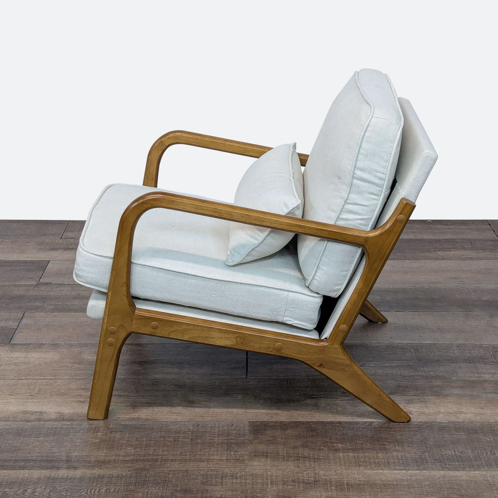 Mid-Century Modern Style Lounge Chair with Cream Upholstery