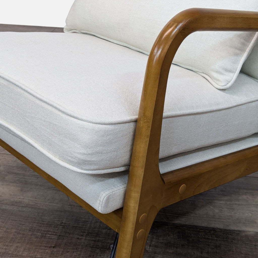 Mid-Century Modern Style Lounge Chair with Cream Upholstery