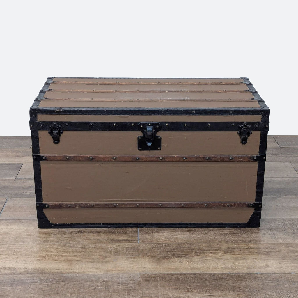 a suitcase sitting on the floor next to a wooden floor 