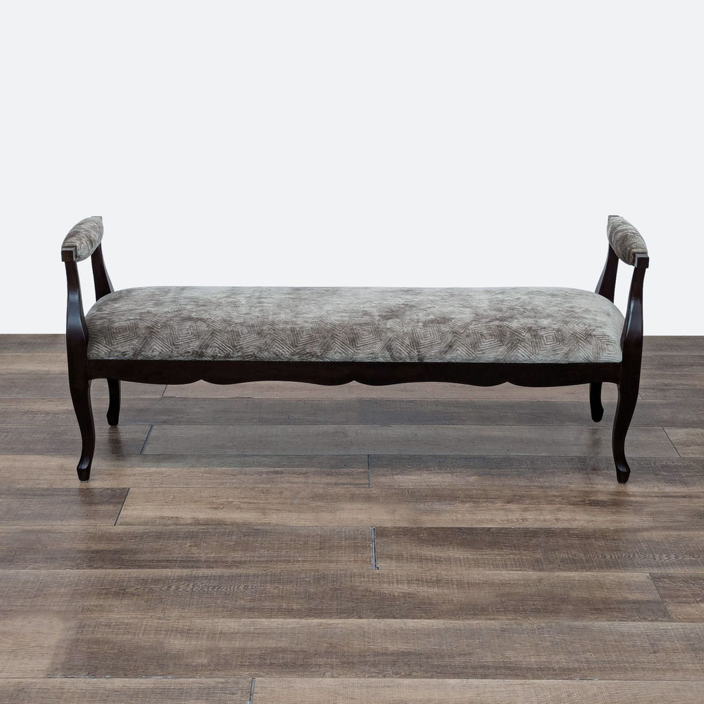 Traditional  Wood Bench with Upholstered Seat