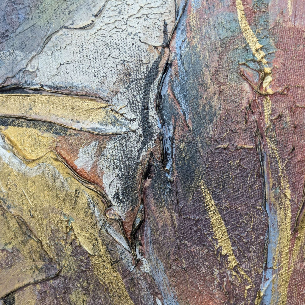 detail of a painting with gold and blue paint