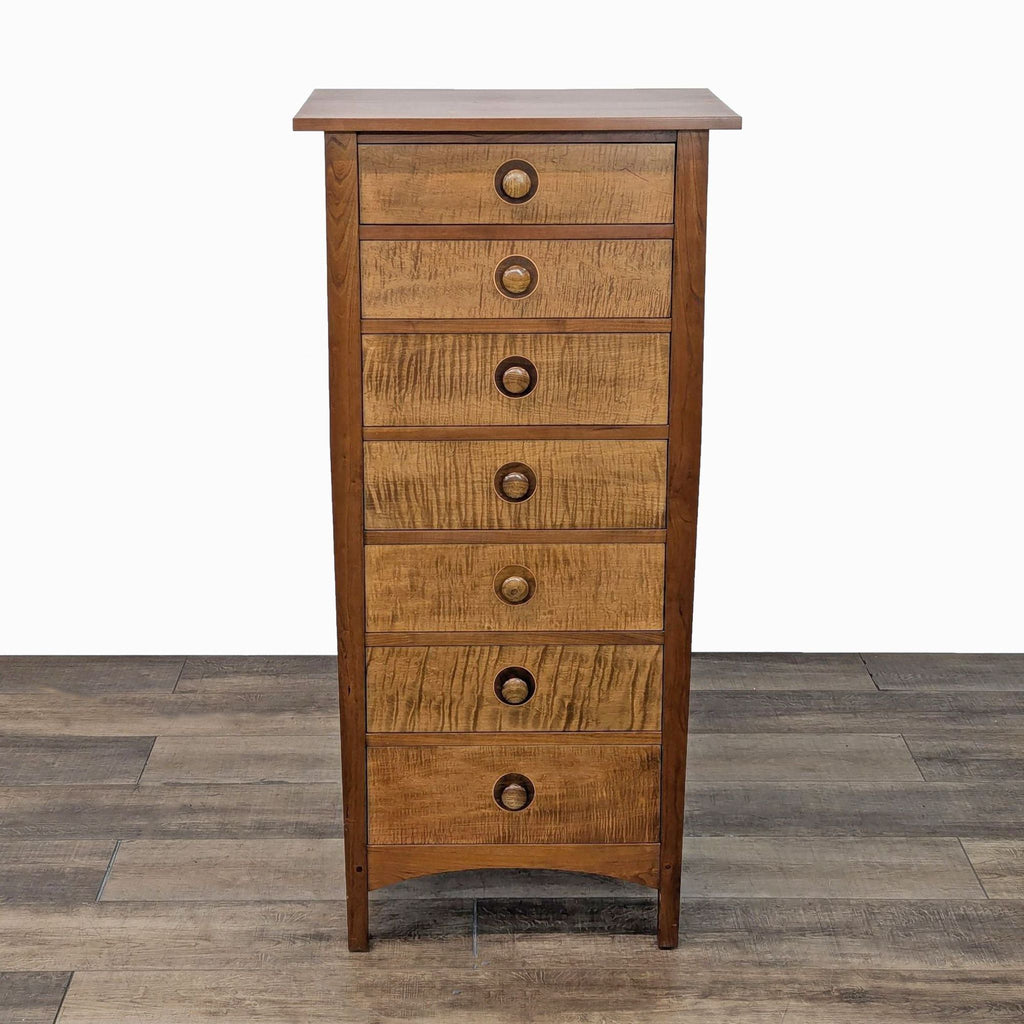 a mid century oak chest of drawers