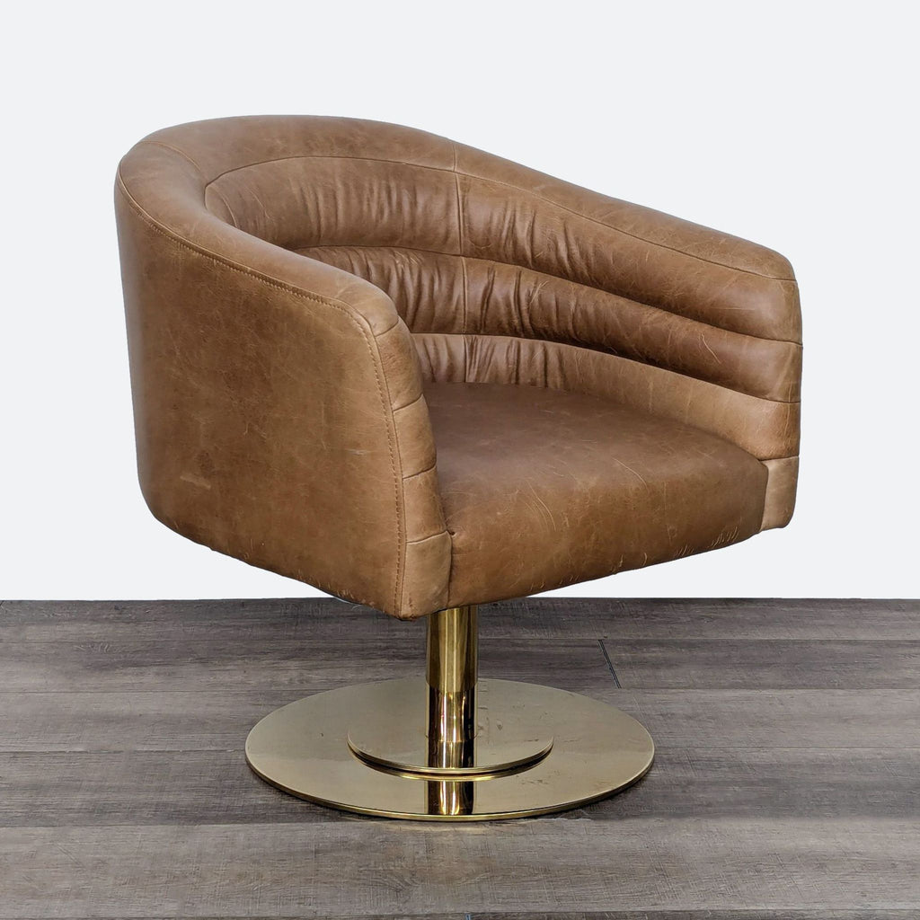 Cupa Saddle Leather Swivel Base Chair By CB2