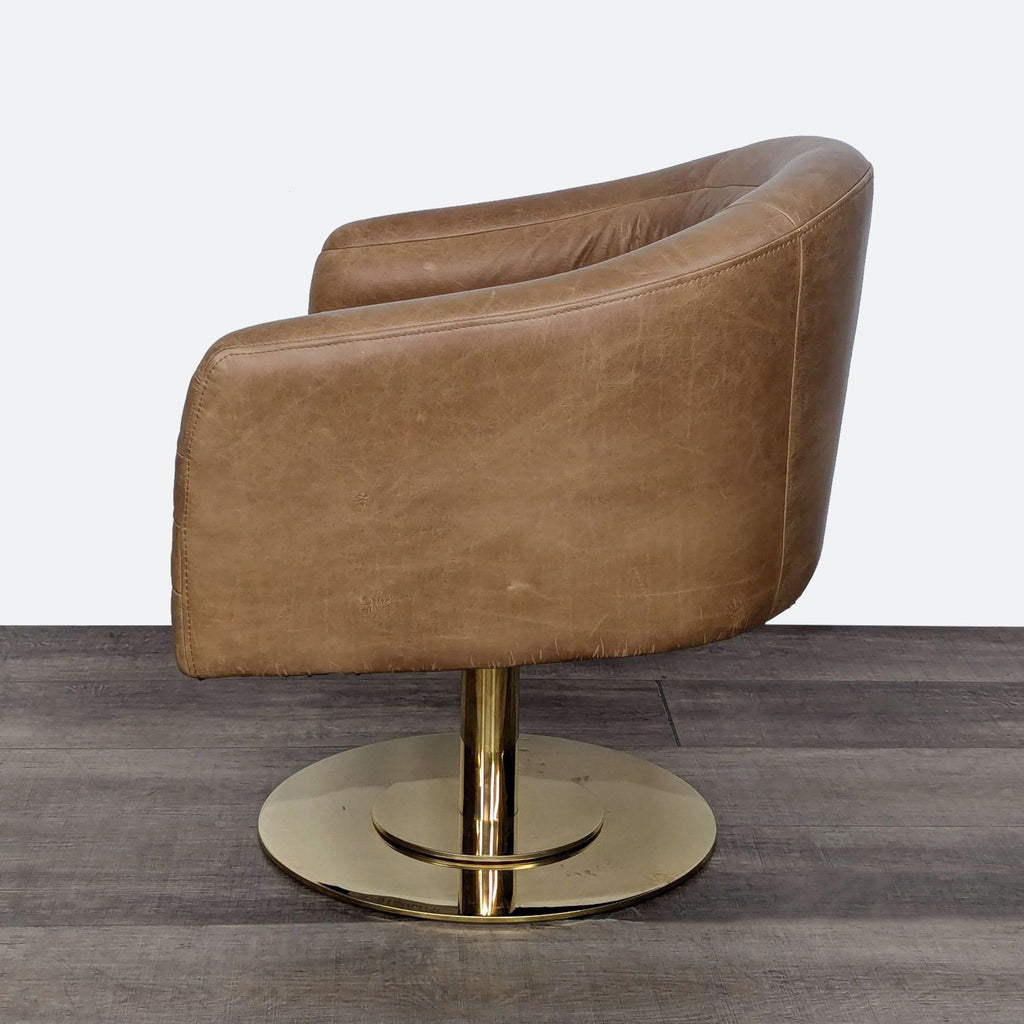 Cupa Saddle Leather Swivel Base Chair By CB2