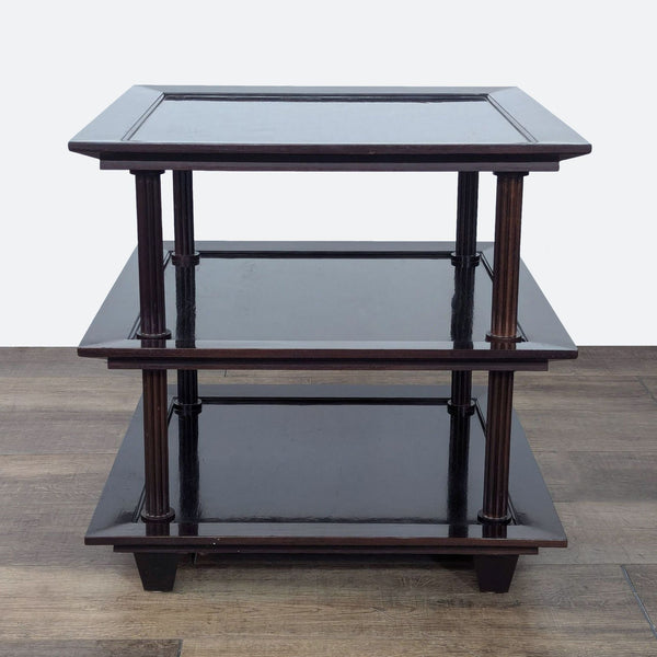 a pair of mahogany and glass side tables