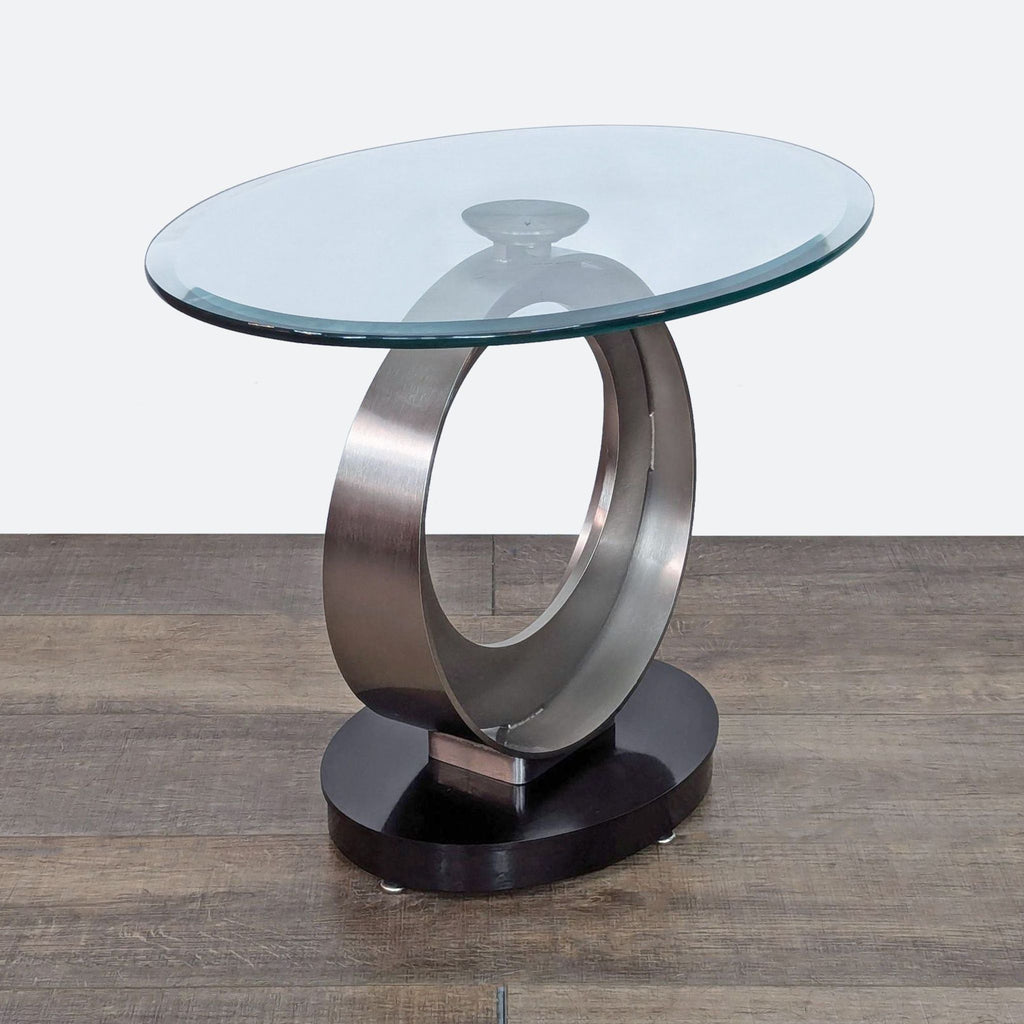 a chrome and glass coffee table