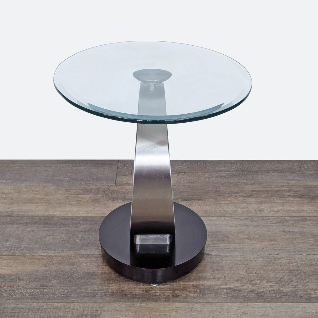 a chrome and glass side table