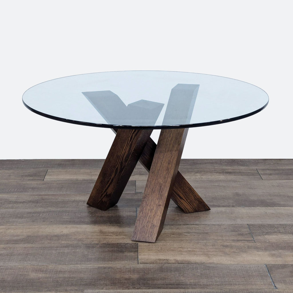 a wooden table with a wooden table top 