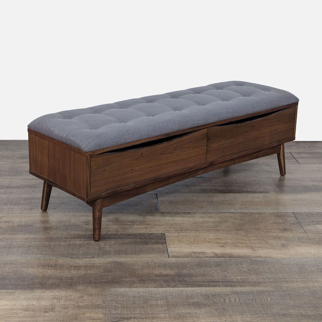 Culla Mid-Century Modern Style Walnut Storage Bench by Article