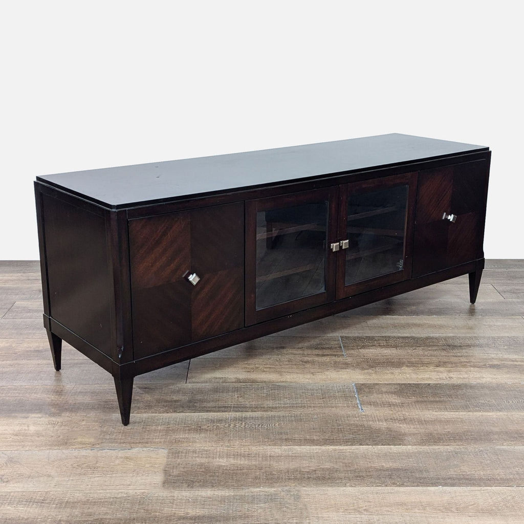 a mid century black lacquered wood sideboard.