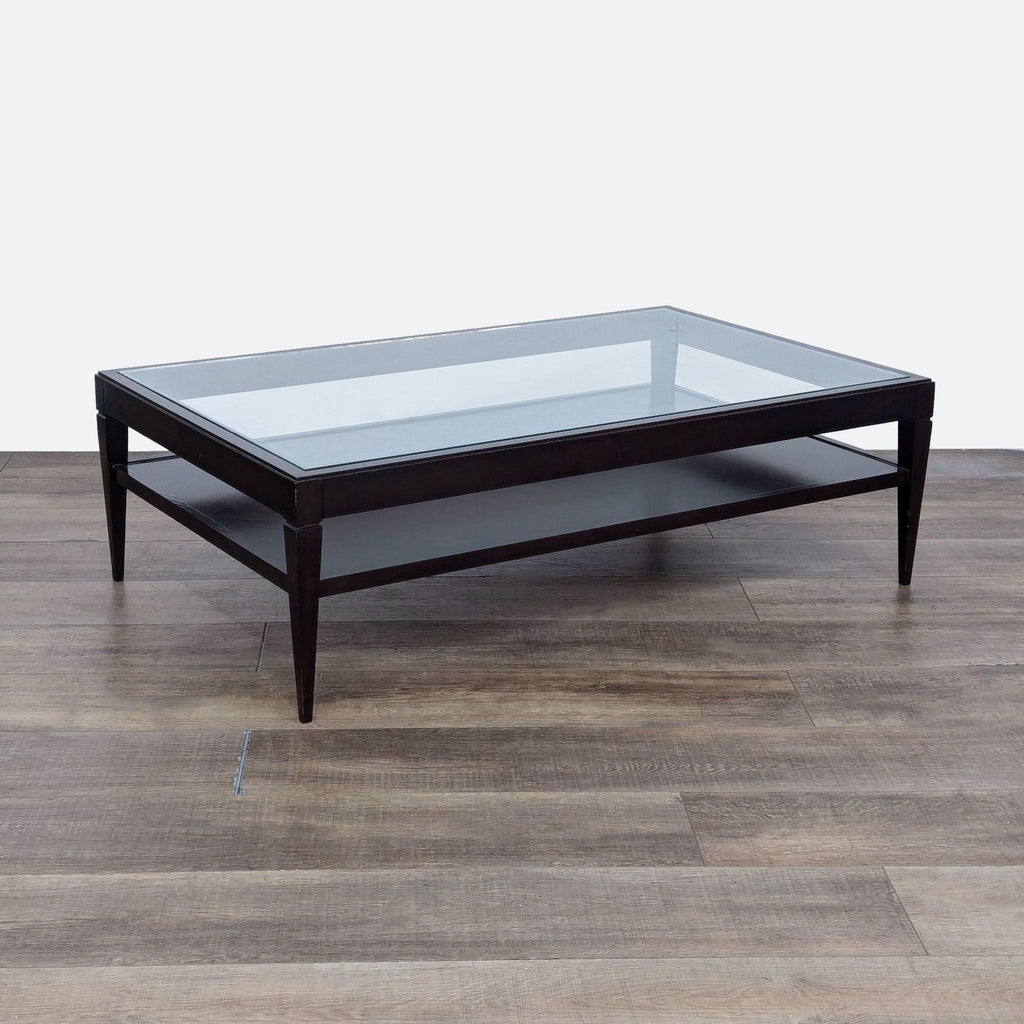 Restoration Hardware Glass Top Coffee Table with Shelf