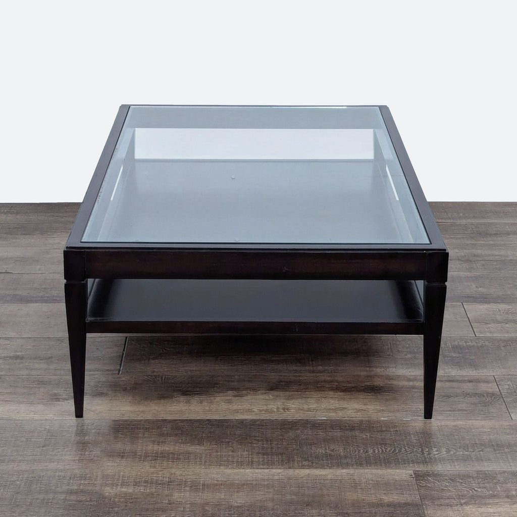 Restoration Hardware Glass Top Coffee Table with Shelf