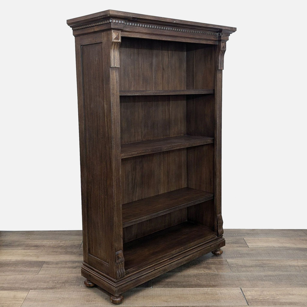 a wooden cabinet with a wooden shelf on top 