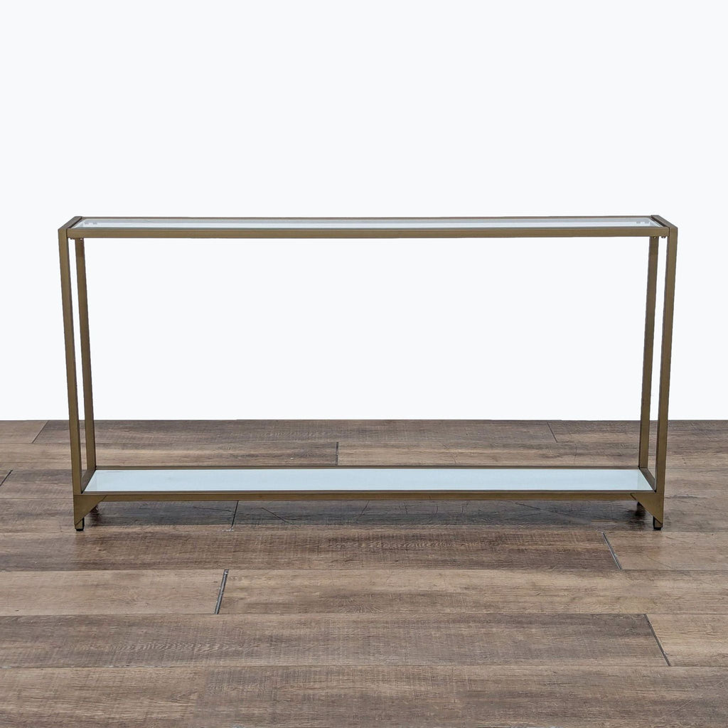 "Skinny" Metal and Glass Console Table