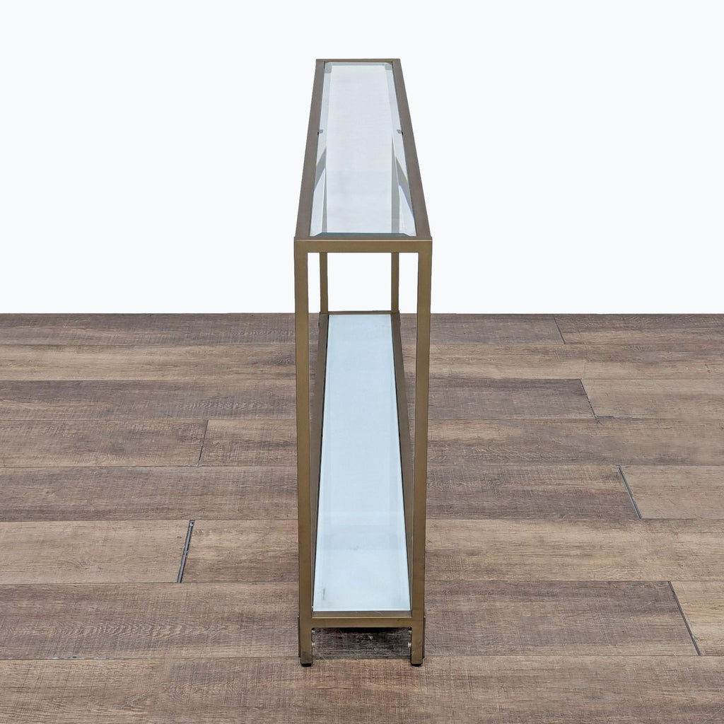 "Skinny" Metal and Glass Console Table