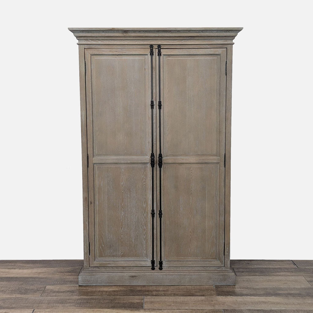 a wooden cabinet with a wooden floor 