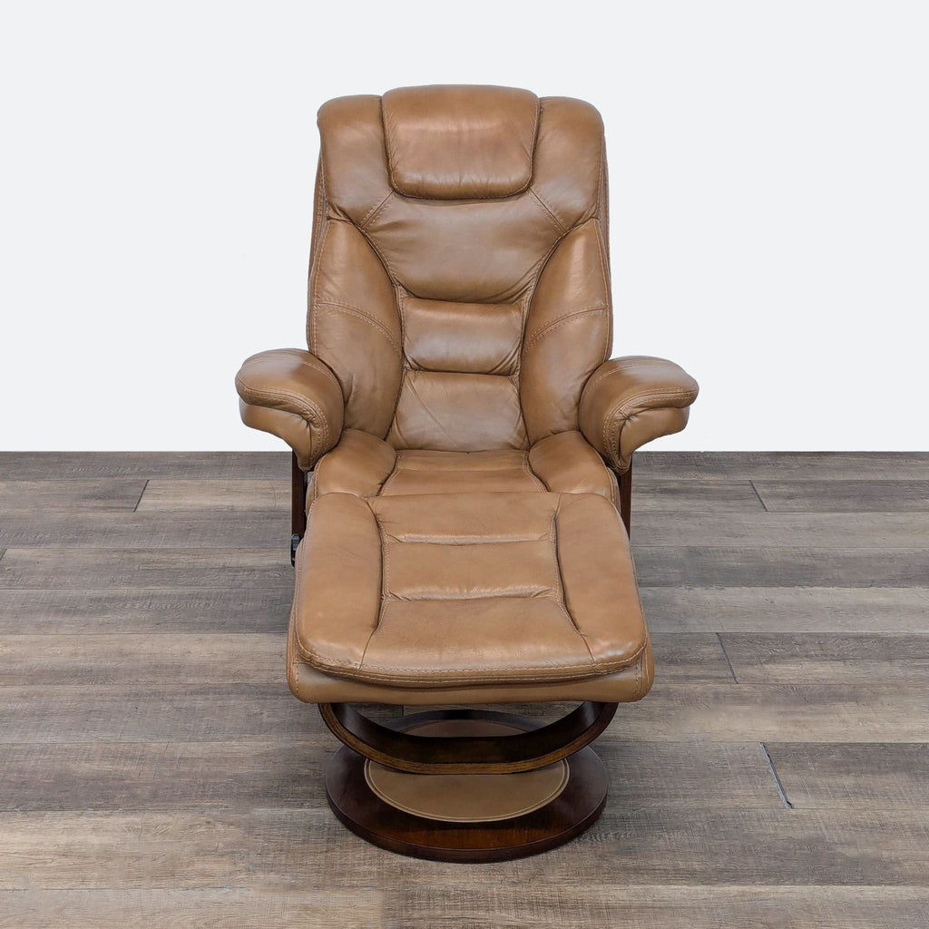 a chair with a leather seat and a black leather chair 