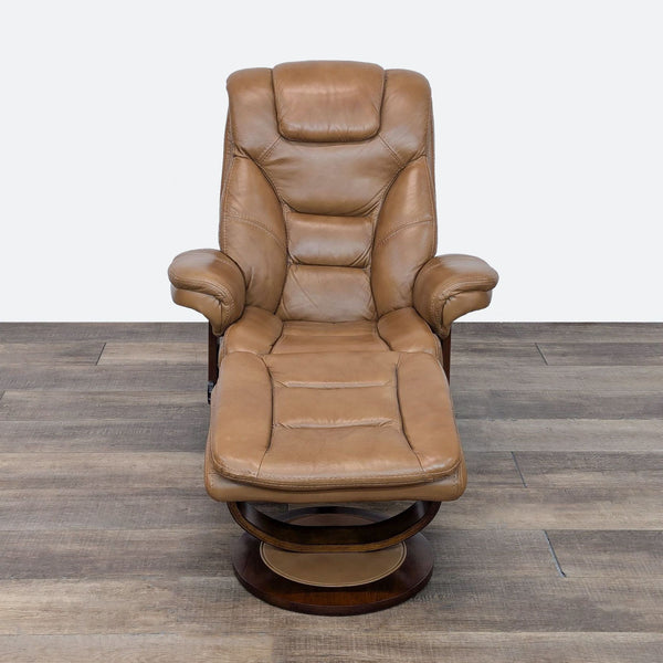 a chair with a leather seat and a black leather chair 