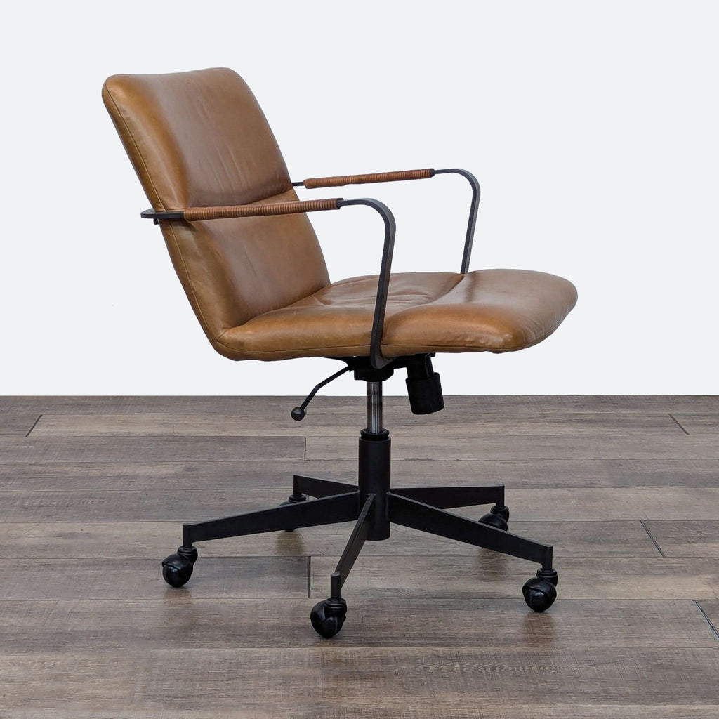 Cooper Mid-Century Leather Swivel Office Chair By West Elm