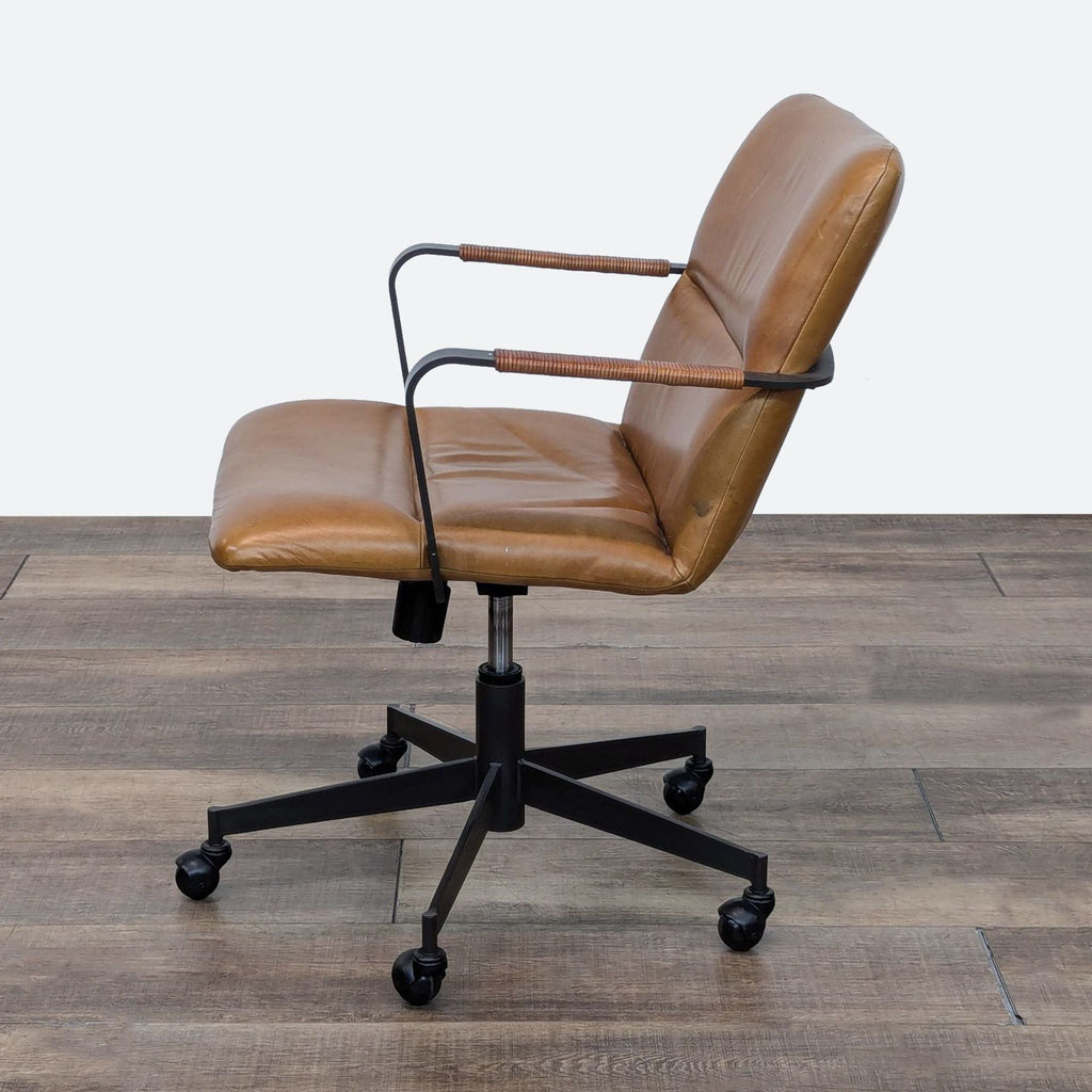 Cooper Mid-Century Leather Swivel Office Chair By West Elm