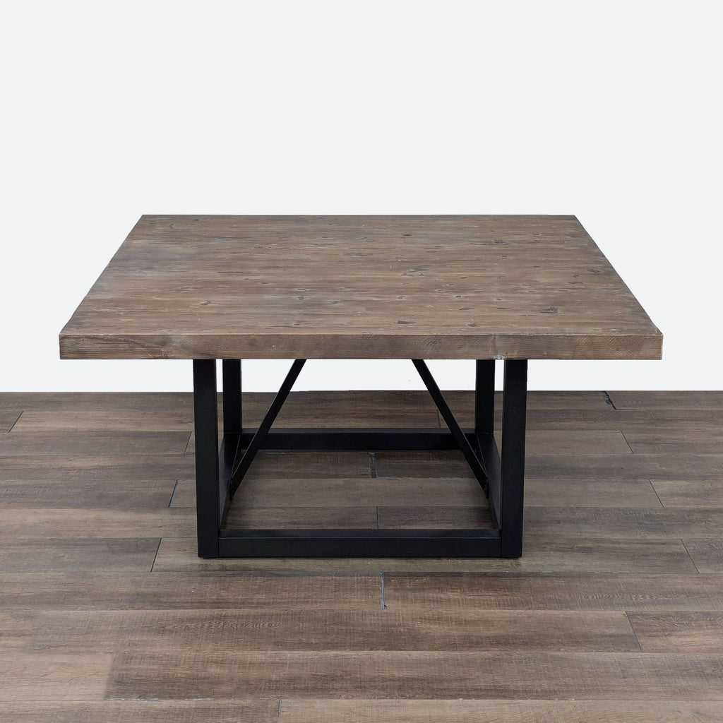 a wooden table with a wooden table top 