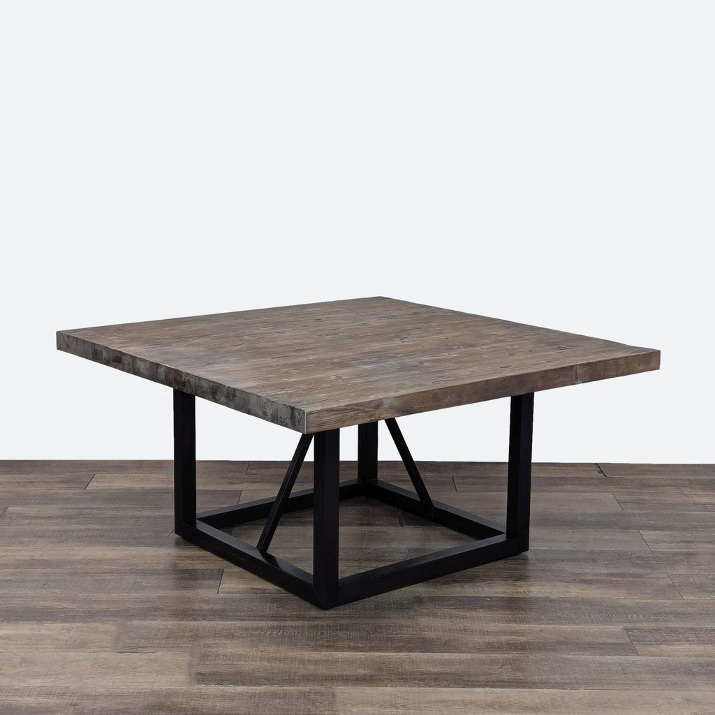 a wooden table with a wooden table top 