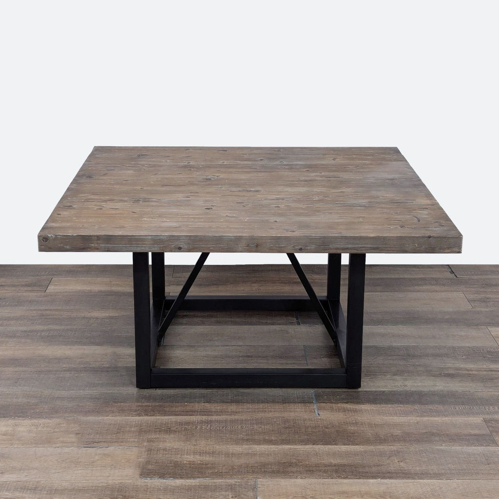 a wooden table with a wooden table top 