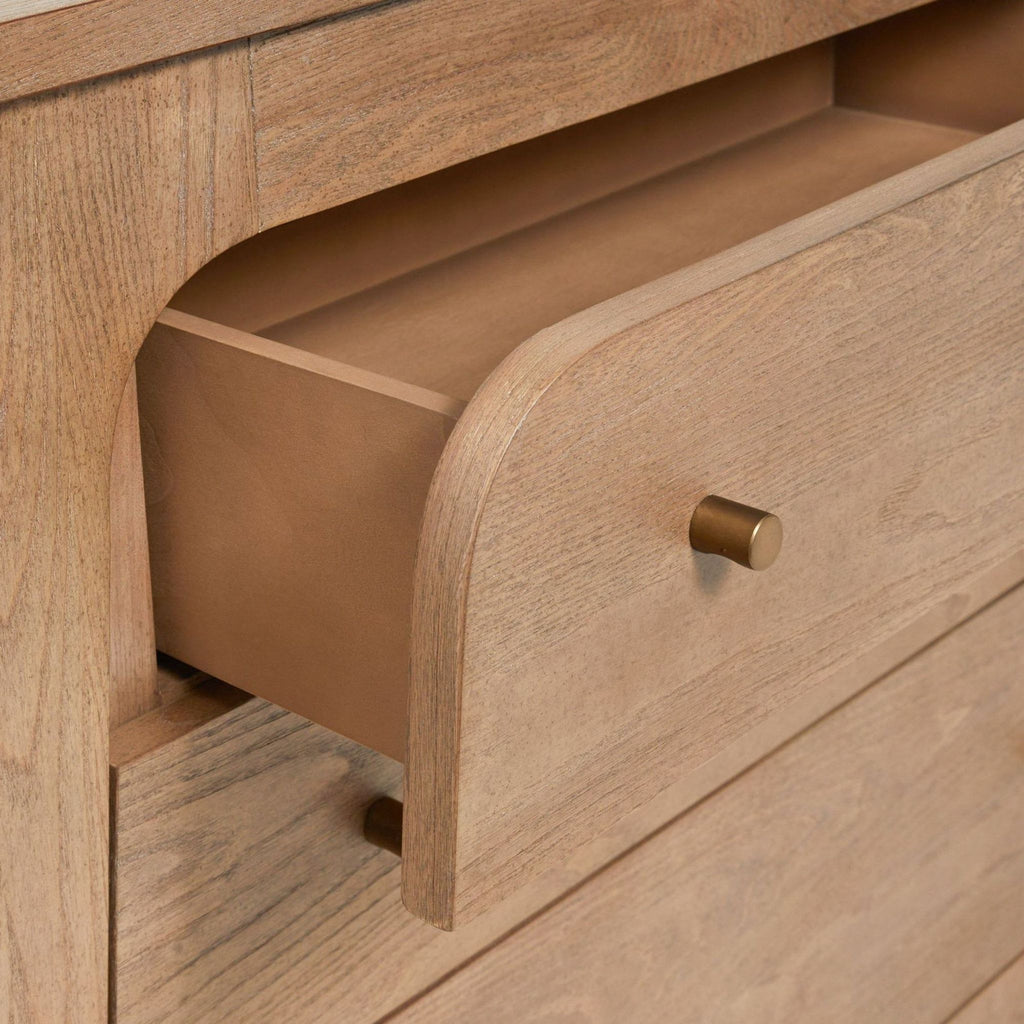 a wooden cabinet with a wooden handle 