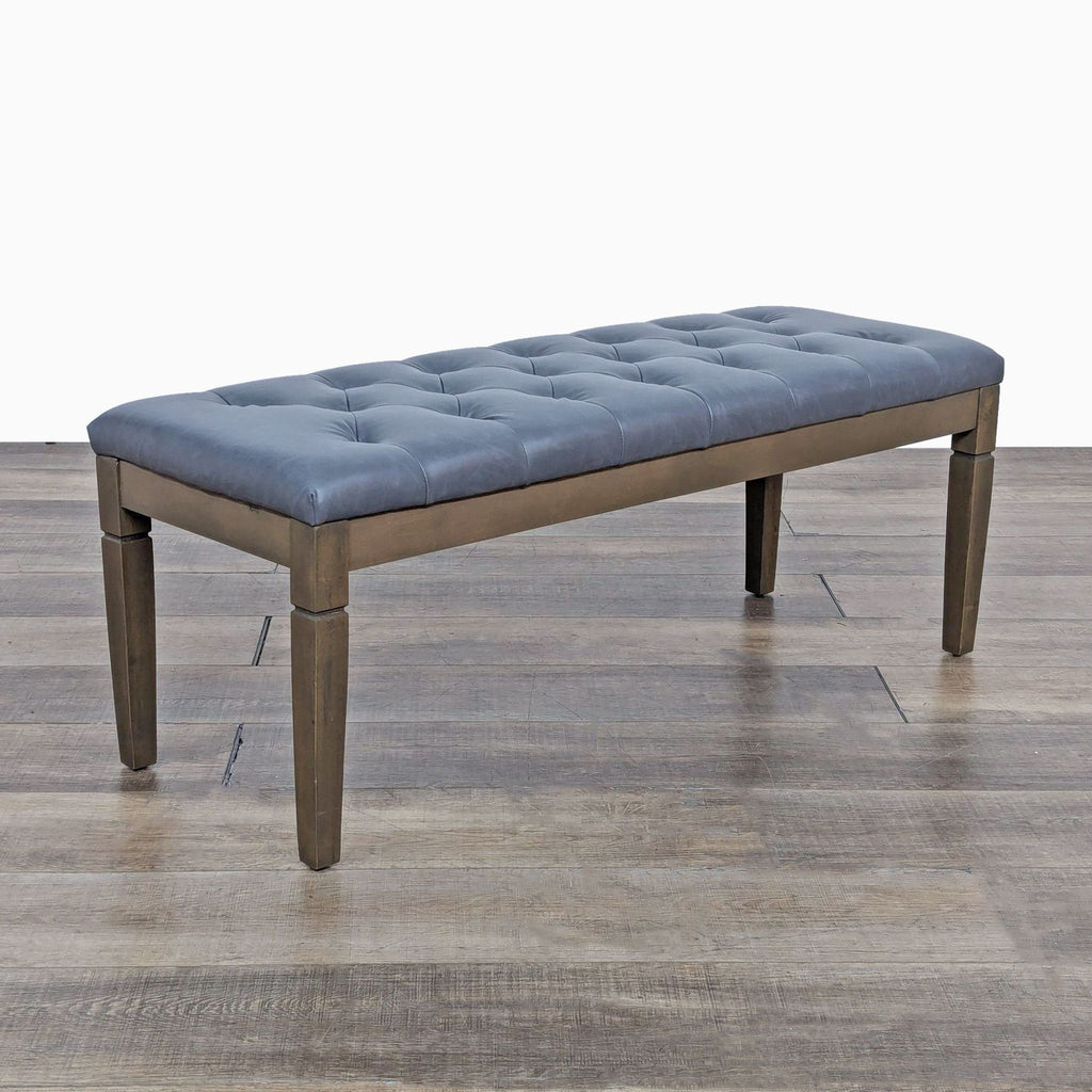 Transitional Vegan Leather Tufted Bench