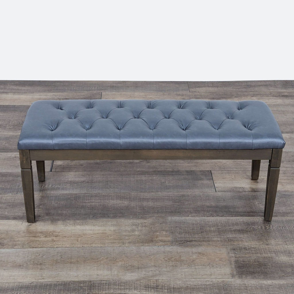 Transitional Vegan Leather Tufted Bench