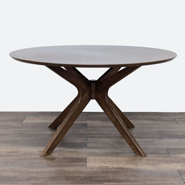 a table with a wooden table top and a wooden table top 