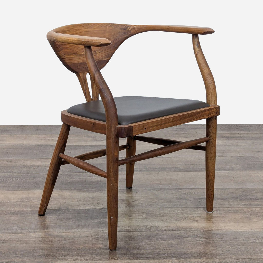 a wooden chair with a wooden seat 