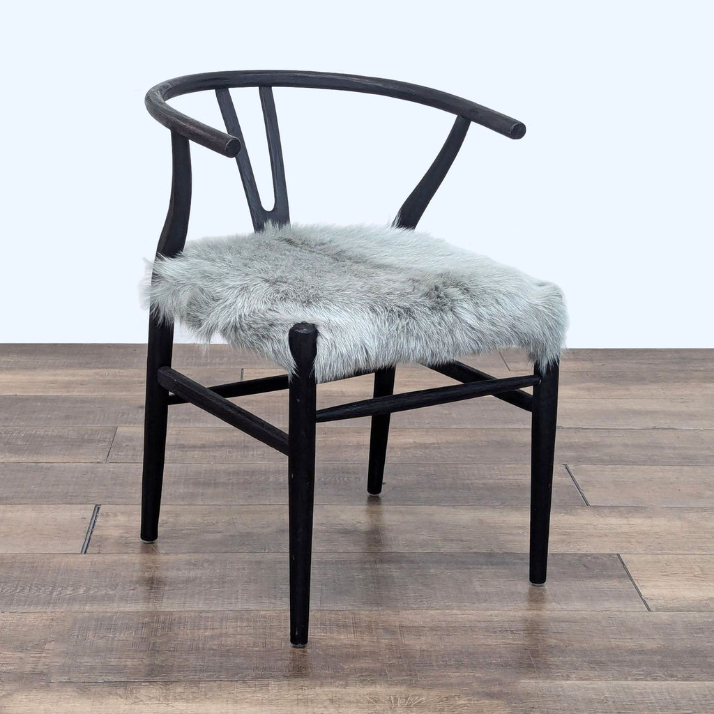 Wishbone Dining Chair with Faux Fur Seat