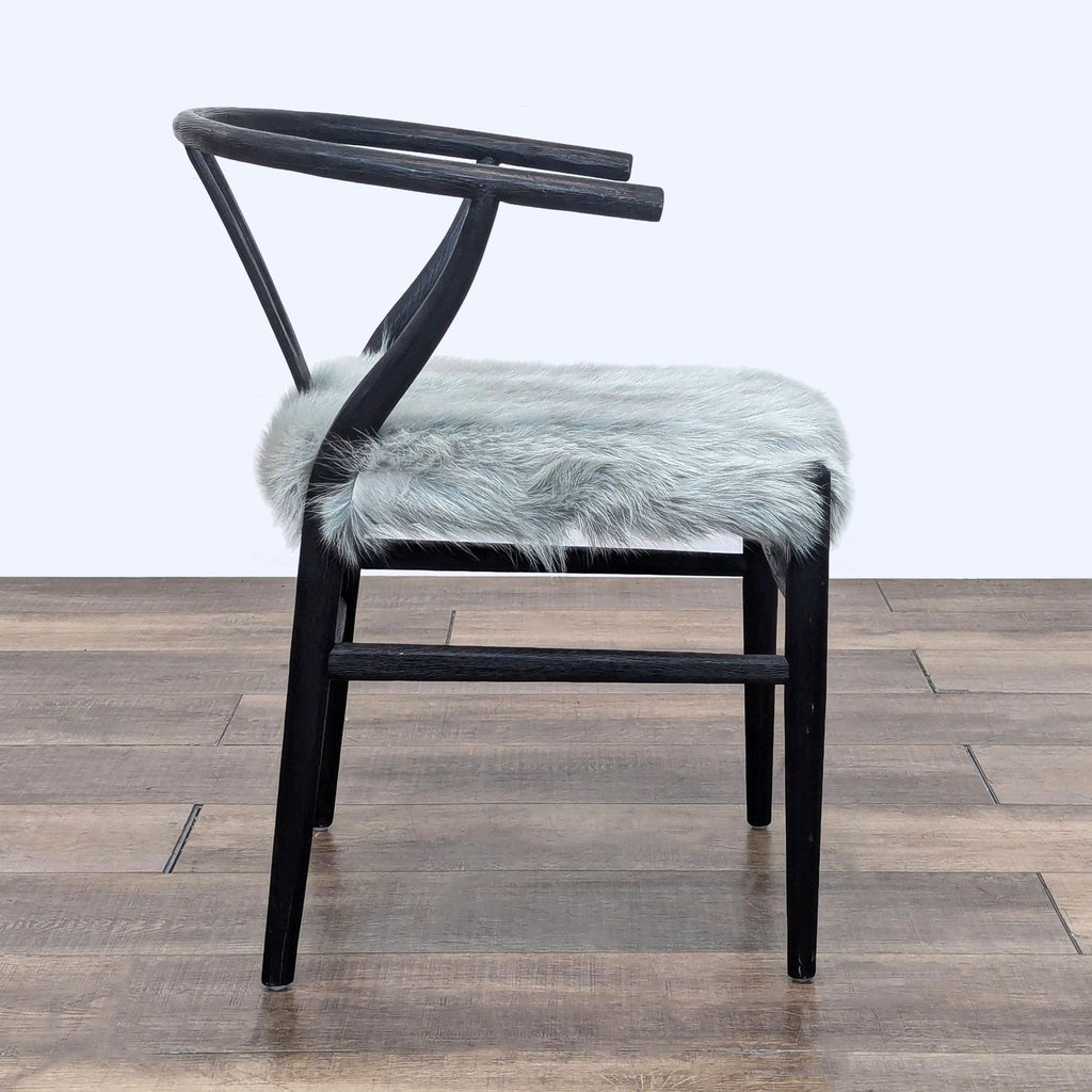 Wishbone Dining Chair with Faux Fur Seat