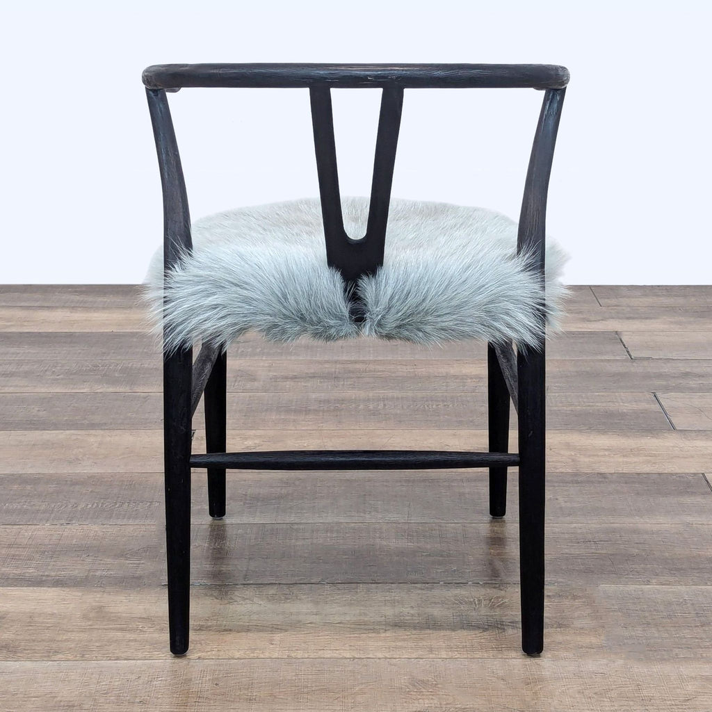 Wishbone Dining Chair with Faux Fur Seat