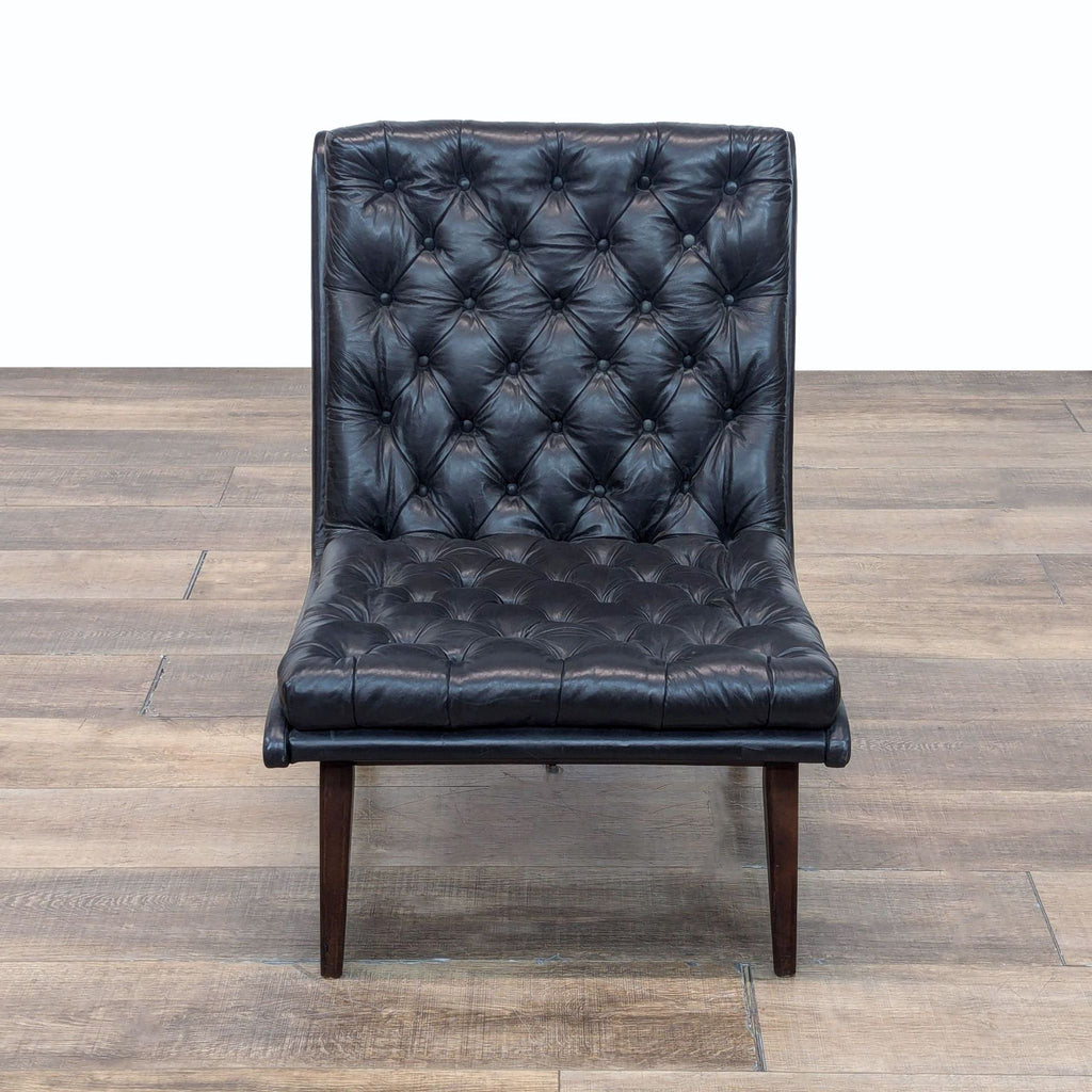 Peyton Mid-Century Modern Style Leather Tufted Lounge Chair