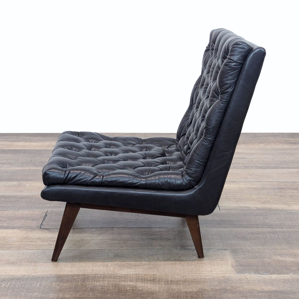 Peyton Mid-Century Modern Style Leather Tufted Lounge Chair